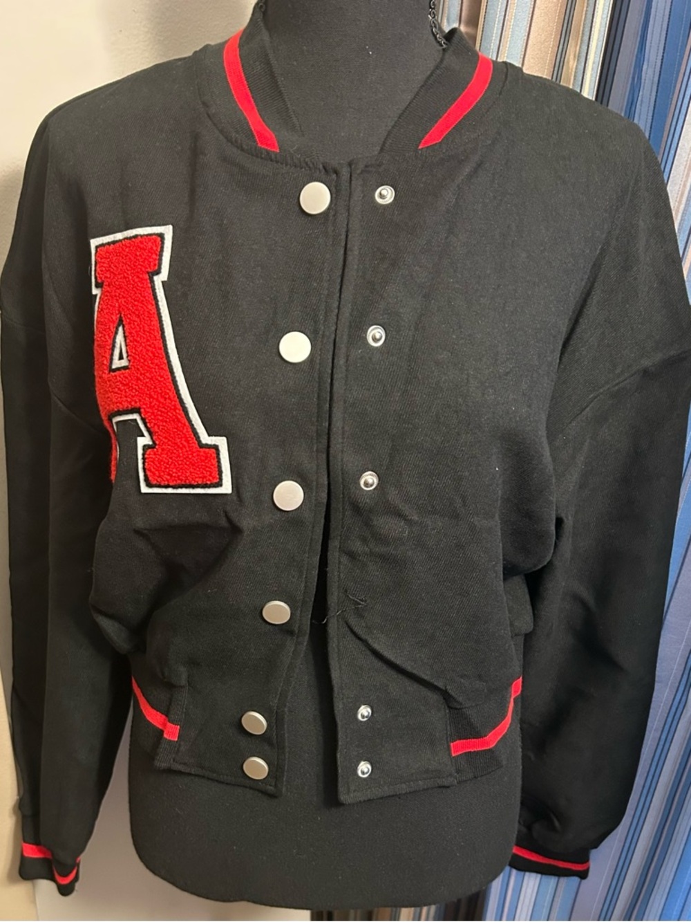 SHEIN Black and Red Varsity Jacket